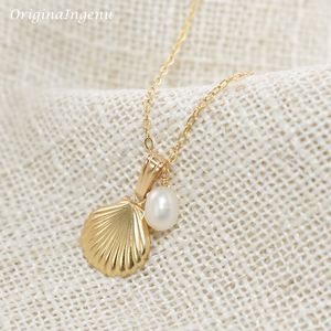 Strands Strings 14K Gold Filled Seashell Necklace Dainty Pearl Gargantilla Colgantes hechos a mano Collar resistente al desgaste Boho Women Jewelry 230715