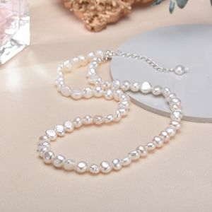 Strands Strings 5 6mm Natural Baroque Freshwater Pearl Necklace Fashion Jewelry for Gift 925 Sterling Silver Choker Women Girls 230726