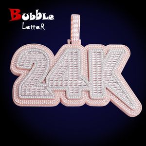 Strands Strings Bubble Letter Customized Name Necklace Iced Out Number Pendant for Men Big Baguette Hip Hop Rock Rapper Jewelry 230822