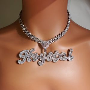Strands Strings Icy Heart Bail Custom Brush Cursive Letter Name Necklace Pendant Trendy Accessories Personalized Gift for Her Women s Jewel 230822