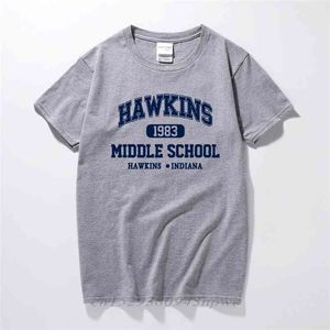 Stranger Things Hawkins High School T-shirts à manches courtes T-shirts 100% coton Jersey Joggers 210706