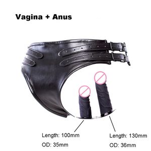 Sangle sur ceinture de chasteté en cuir Pas de jouets sexy vibrants pour femmes gode Bondage retenue anal bouchon de bouchon