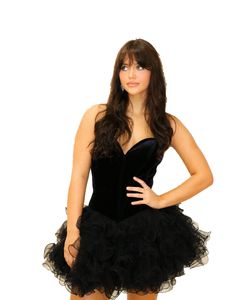 Robe de cocktail sans bretelles 2k24 corsage en velours à volants organza petit cygne noir NYE adolescent retour Hoco drame remise des diplômes fête formelle club de vacances cravate noire gala bal