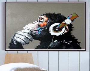Arte callejero pintura al óleo Banksy mono lienzo Decorativos arte pop amor Graffiti imagen impresión arte abstracto de la pared cartel decoración del hogar 2136832