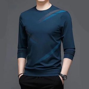 Streetwear mode hommes à manches longues t-shirt printemps automne basique affaires vêtements masculins Jersey coréen fond lâche décontracté hauts 240124