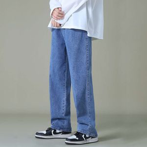 Streetwear hommes bleu jambe large jean nouveau automne Style coréen mode droite Baggy Denim pantalon étudiant adolescent pantalon
