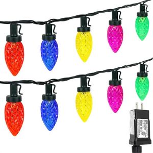 Cordes 10M 50 LED Big Strawberry Fairy String C9 Ampoules Branchez Fil Vert Guirlande De Noël Lumière Pour Arbre De Noce Décor À La Maison