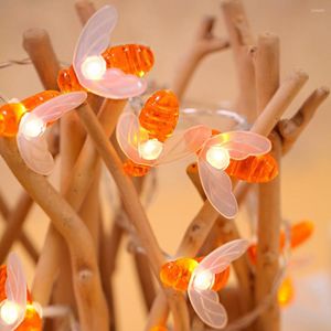 Cordes 1m-5m LED String Holiday Light Honey Bee Shape Arbres de Noël Lumières décoratives Garland Twinkle Battery Ou AC Power JQ