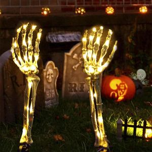 Cordes 1 paire squelette main lumière solaire extérieure étanche bras éclairés piquets crâne Halloween décoration jardin pelouse lampe