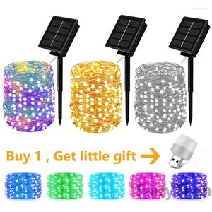 Cordes 20M LED lumières solaires chaîne extérieure pour la fête de Noël festive guirlande de jardin féerique étanche