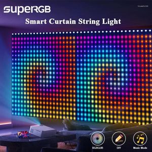 Strings 2pcs Smart Rideau Light App DIY Image Texte LED Affichage RGB String Bluetooth Contrôle Lumières