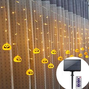 Cuerdas de 3,5 M con energía Solar, calabaza de Halloween, luces LED de cadena, cortina para decoración de puerta de jardín y Patio al aire libre