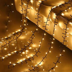 Cuerdas 30M 1500LED Petardos Cadena de luces Twinkle Cluster Fairy Plug In Fireworks Guirnalda de Navidad para la decoración del árbol
