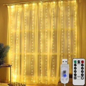 Cordes 3M LED fée lumières guirlande rideau chaîne USB feston télécommande année lampe décoration de noël pour Home217i