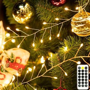 Cuerdas 3M LED Luces de cadena de hadas al aire libre Firecracker de alambre de cobre impermeable con control remoto para la decoración de la fiesta del árbol de Navidad