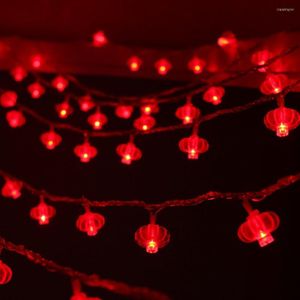 Cuerdas 3 metros 20led Mini linterna roja Cadena de luz Lámpara decorativa de hadas con pilas para la decoración del año chino