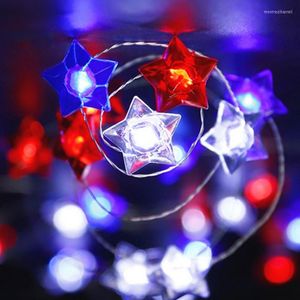 Cuerdas 40 LED Rojo Azul Blanco Cadena Luces Batería Estrella