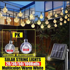 Cords 5m - 12m 100 leled lampe solaire Crystal Ball Lights Flash Fairy Light for Outdoor Garden de Pâques Décoration de mariage de Noël