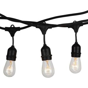 Las cuerdas iluminan las lámparas de ambiente con enchufes colgantes 48 pies 15 E26 Base Socket exterior resistente a la intemperie luces de cadena de Navidad comerciales