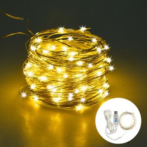 Cordes décoration de Noël Festoon LED LED String String Year's Garland Fairy Lights For Bedroom Window Party 8 Modes USB Poweledled