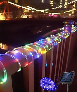 Cuerdas Decoraciones navideñas 2022 Guirnaldas por año Luz LED solar Cuerda de tubo para exteriores Cuerda impermeable IP65 7/12 / 22MLED StringsLED