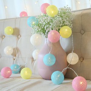 Strings Cotton Ball LED Fairy String Lights Garland Christmas Tree Decorations for Home Room Outdoor Holiday Wedding Party Curtain Lampe