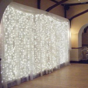 Cuerdas luces de cortina 6Mx3M 600Led Fairy Light String blanco cálido/blanco para fiesta en casa boda telones de fondo