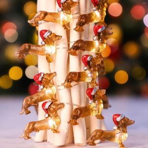 Cuerdas Dachshund Dog String Lights LED Batería Operada Impermeable Lámpara al aire libre Navidad Vacaciones Boda Fiesta Hada