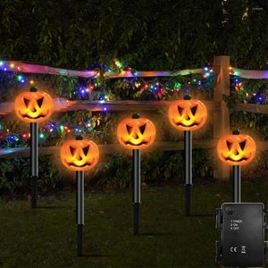 Cuerdas Estacas de jardín Luz Calabaza Decoraciones de Halloween Cuerda Lámpara a batería impermeable para el patio de la casa embrujada