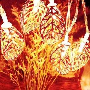 Cuerdas Garland String Light Outdoor Metal Leaves Battery Night para Festival Fiesta de Halloween Decoración de boda LampLED LED