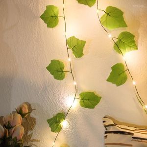 Guirlande de feuilles de vigne à cordes avec guirlandes lumineuses en fil de cuivre 2M 20leds pour la décoration de fête de vacances décoration de chambre d'enfant de l'année.