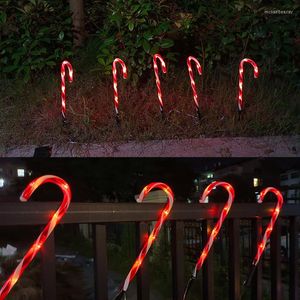 Strings Happy Year 2023 Decor 5 / 10pc Solar Christmas Cane Lights LED Light Outdoor Navidad Decorations For Home 2022