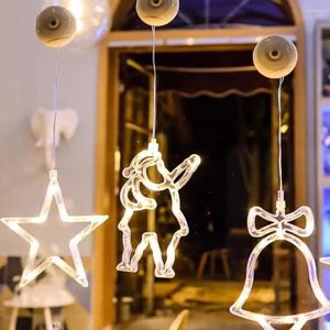 Cordes LED lumières de Noël de haute qualité étoile lune guirlande créative fée chaîne arbre de noël ornement ventouse lumière