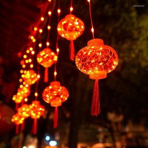 Cordes LED lumières de vacances rouge lanterne pendentif noeud chinois chaîne guirlande veilleuse printemps Festival décor à la maison