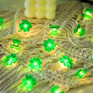 Cuerdas LED Festival irlandés Luces de cadena Día de San Patricio Sombrero de trébol Luz decorativa Linterna de alambre de cobre