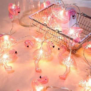 Strings LED Pink Flamingo Lights Outdoor String 1.6m 10LED Fata a batteria per la decorazione del giardino di nozzeLED StringsLED