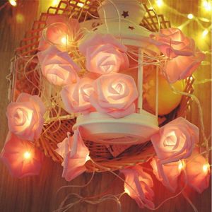 Cuerdas LED rosa flor luces de Navidad cadena de vacaciones con pilas San Valentín boda fiesta decoración lámpara