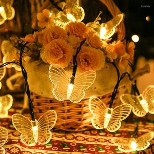Cuerdas LED Solar Powered Butterfly Fairy String Lights Guirnaldas de luz al aire libre para la decoración del jardín del hogar Año 2022 Decoración de Pascua