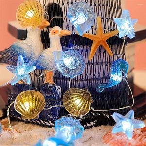 Strings Ocean Themed Marine Life String Light Lights Beach Aquarium Sea Starfish Giant Clam Fairy Battery Operated For Christmas