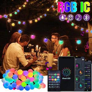 Strings RGB IC Ball Garland Light LED FAIRY String Bulb Bluetooth App Control APPLIPHERPHOP PATIO LAMPE DE MÉDICA