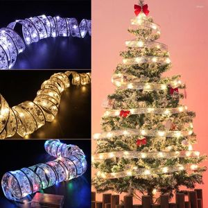 Cordes Ruban LED Guirlande Lumineuse Cadeau Emballage Décoration Fil De Cuivre Batterie Lampe Arbre De Noël Haut Arc Lanterne Chambre Décor Guirlandes Lumineuse