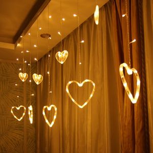 Cuerdas románticas LED Luz de amor luces navideñas interior/exterior cortinas decorativas lámpara para vacaciones boda fiesta iluminación LED
