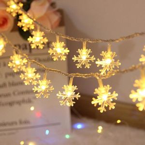Strings Snowflake LED Light Merry Christmas Tree Decoration For Home Garland Wreath Ornament Table Decor 2023 Xmas Gift Year