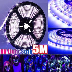 Cuerdas ultravioleta 395-405nm tira de luz negra 3528 SMD 60Led/M 7,2 W/M lámpara de cinta impermeable para DJ fluorescente PartyLED StringsLED