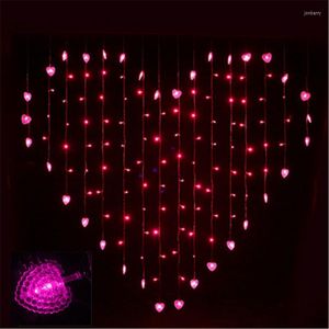 Cordes yiyang 2m x 1,5 m de coeur forme 128 coeurs multicolore LED String Holiday Light Christmas Wedding Decoration Lights rideaux EU 220V