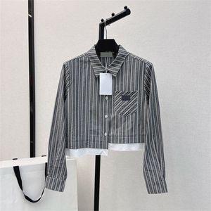 Blouse à rayures Blouse T-shirt Designer de luxe Haut à manches longues Elagant Fake Two Piece Shirts