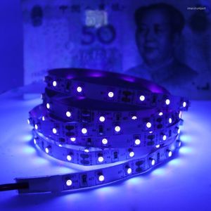 Tiras 12V UV Ultravioleta 395-405nm Tira de luz LED 2835SMD Cinta de diodo 60 120Leds / m Lámpara de cinta flexible púrpura Fluorescencia de DJ