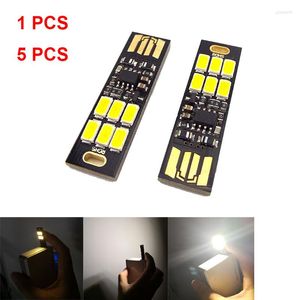 Bandes 5 pièces 6 LED lampe de poche ampoule Mini veilleuse Portable USB tactile gradateur batterie externe ordinateur portable