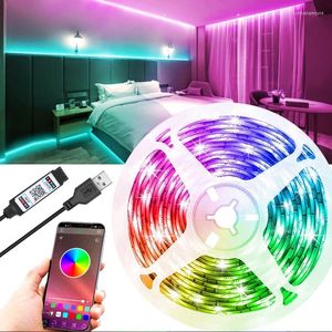 Bandes lumineuses LED bande 5V USB compatible Bluetooth APP contrôle RGB Diode TV rétro-éclairage pour chambre mur chambre décor à la maison