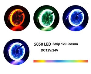 Bandes Led RGB Strip SMD Flexible Soft Tape Ribbon 120 Leds/m 600 Leds 5m Ice Blue/Rose/Red DC12V 24v Étanche Non étanche